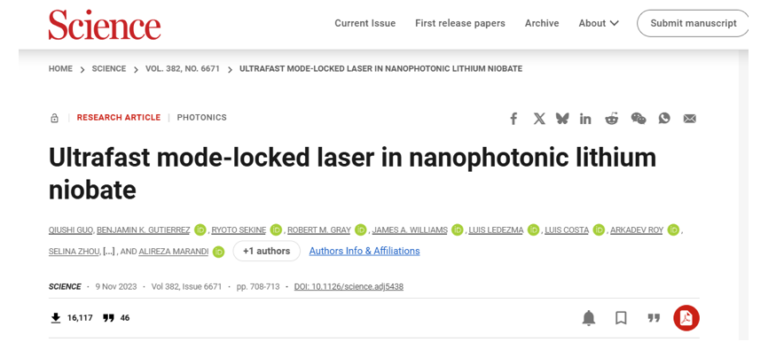 ultrafast mode locked laser